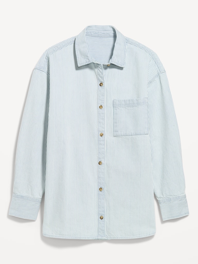 Oversized Boyfriend Button-Down Jean Shirt