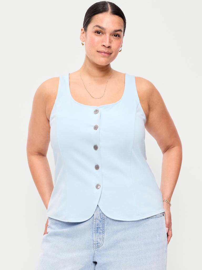 Sleeveless Button-Down Top