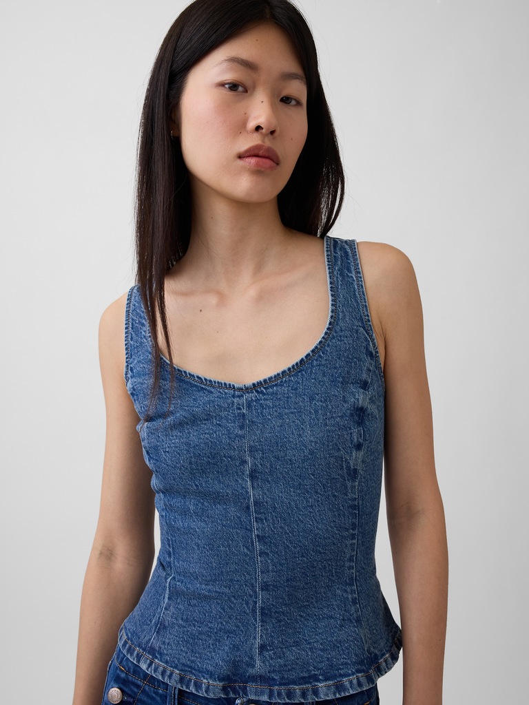 Denim Fitted Peplum Top