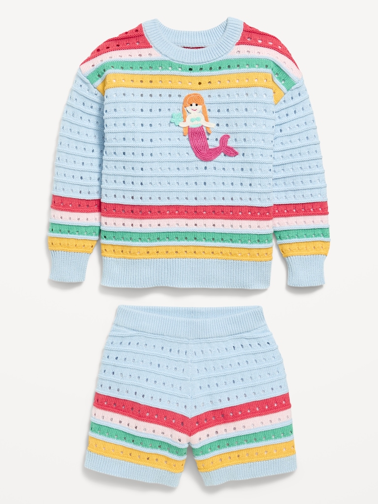 Boxy-Fit Sweater and Shorts Set for Toddler Girls