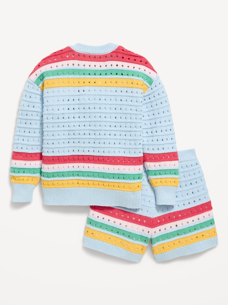 Boxy-Fit Sweater and Shorts Set for Toddler Girls