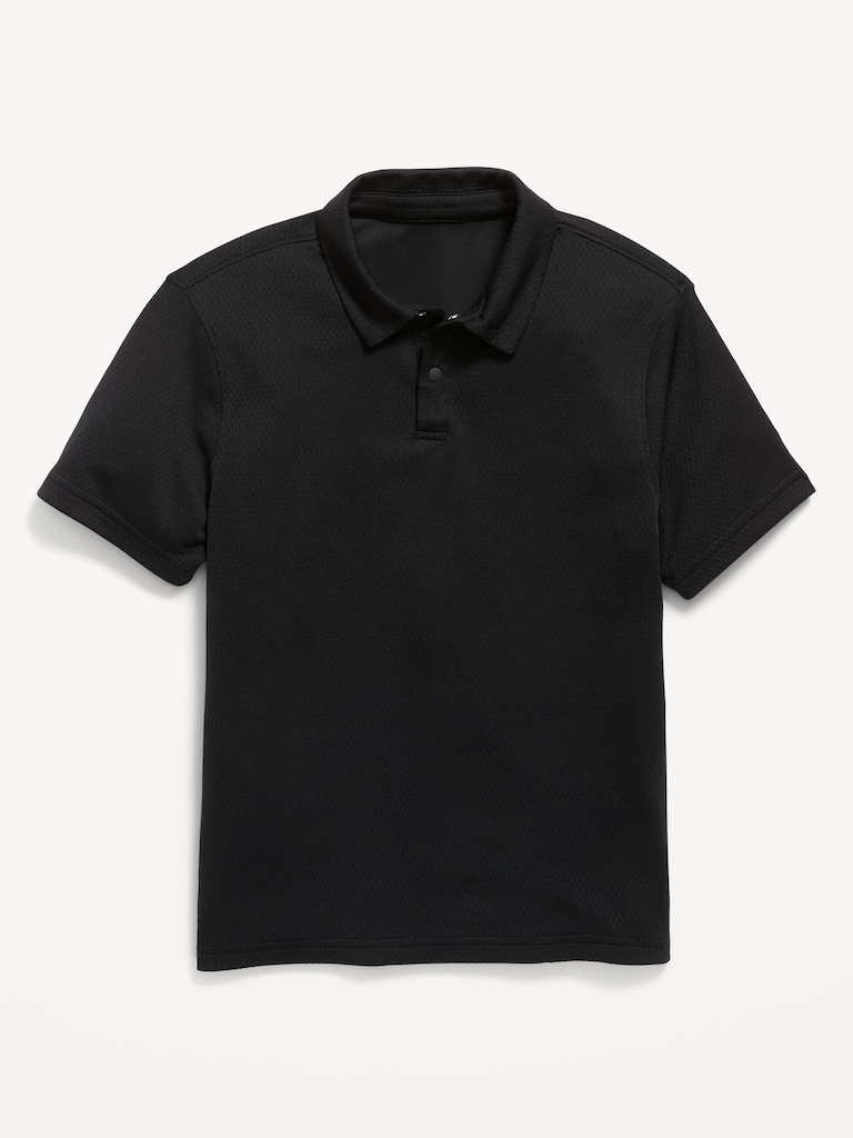 Short-Sleeve Textured Mesh Polo Shirt for Boys
