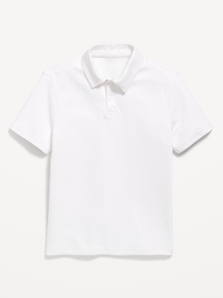 Short-Sleeve Textured Mesh Polo Shirt for Boys