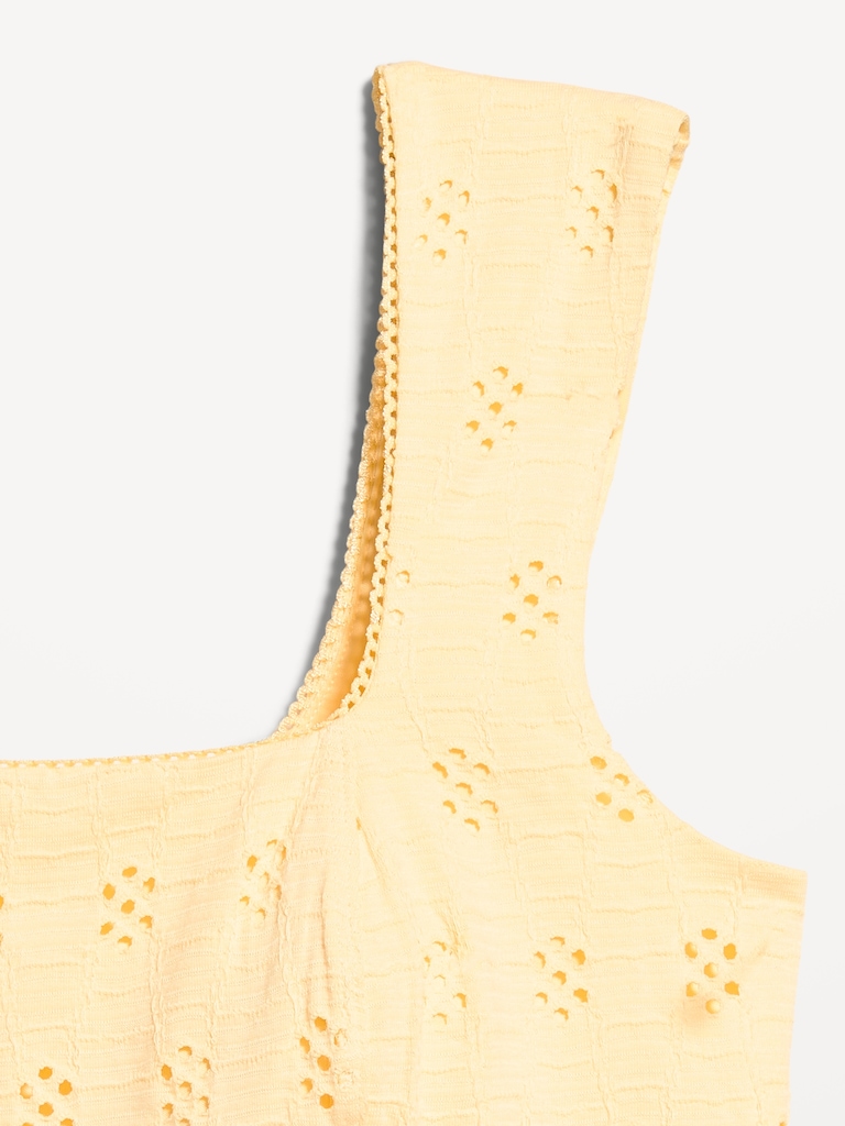 Seamed-Bodice Eyelet Tank Top