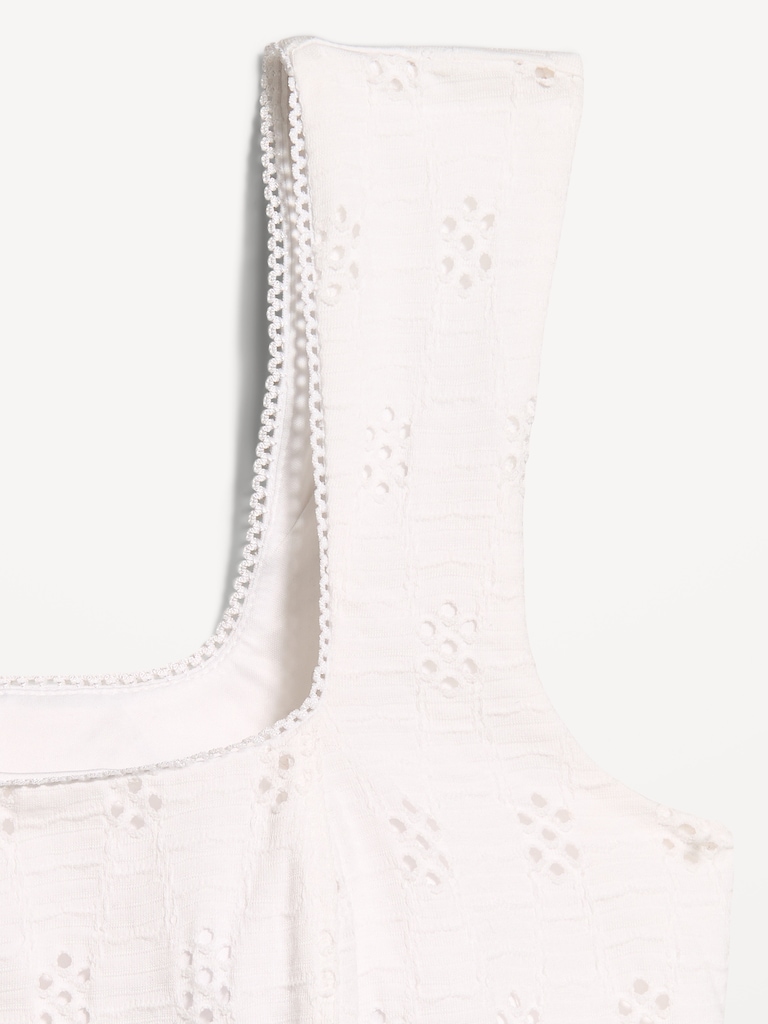 Seamed-Bodice Eyelet Tank Top
