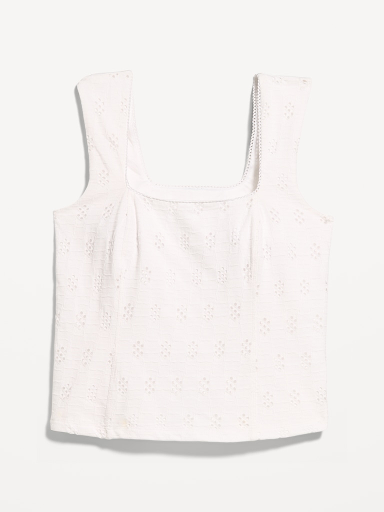 Seamed-Bodice Eyelet Tank Top