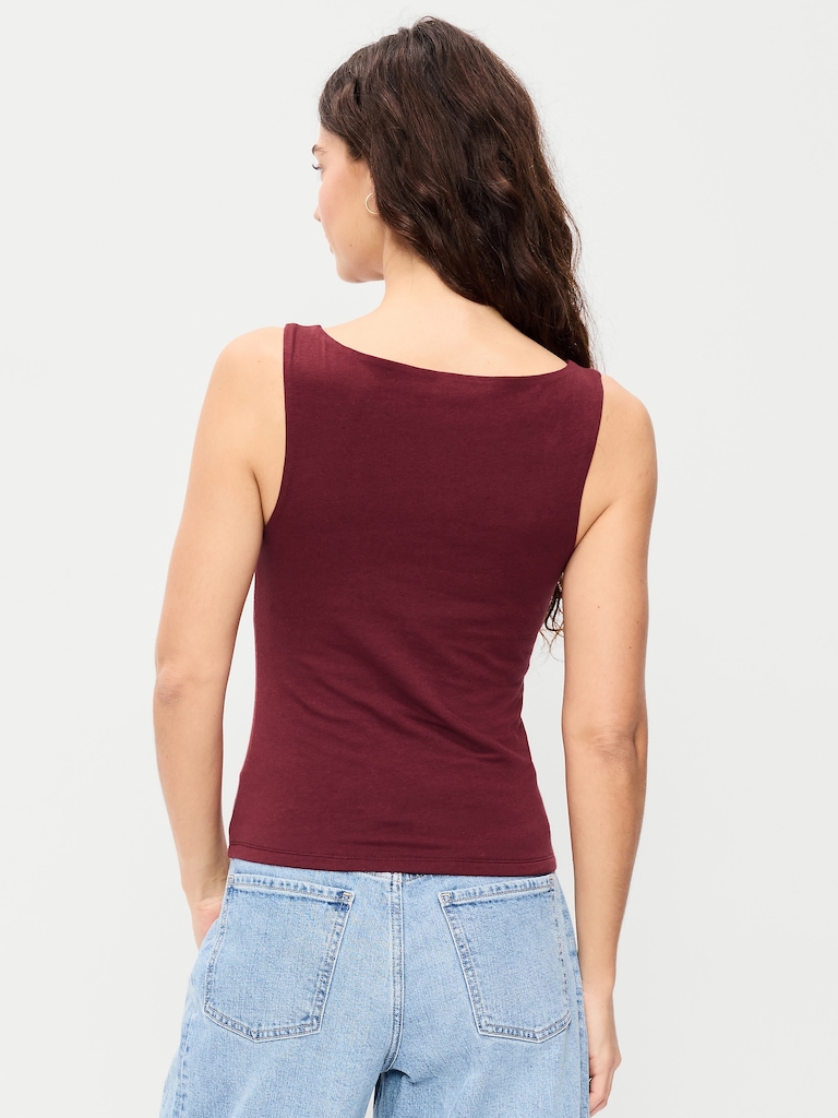 Hug Double-Layer Boat-Neck Top