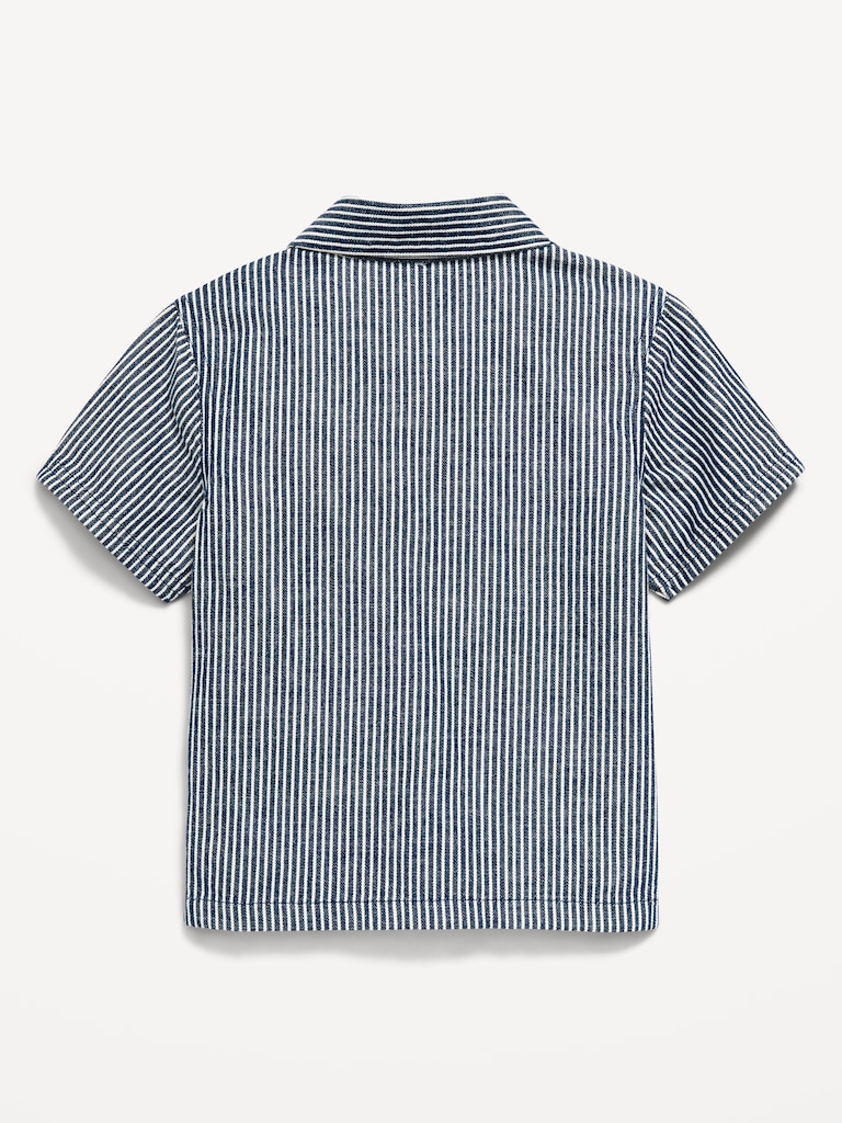 Short-Sleeve Striped Utility Shirt for Toddler Boys