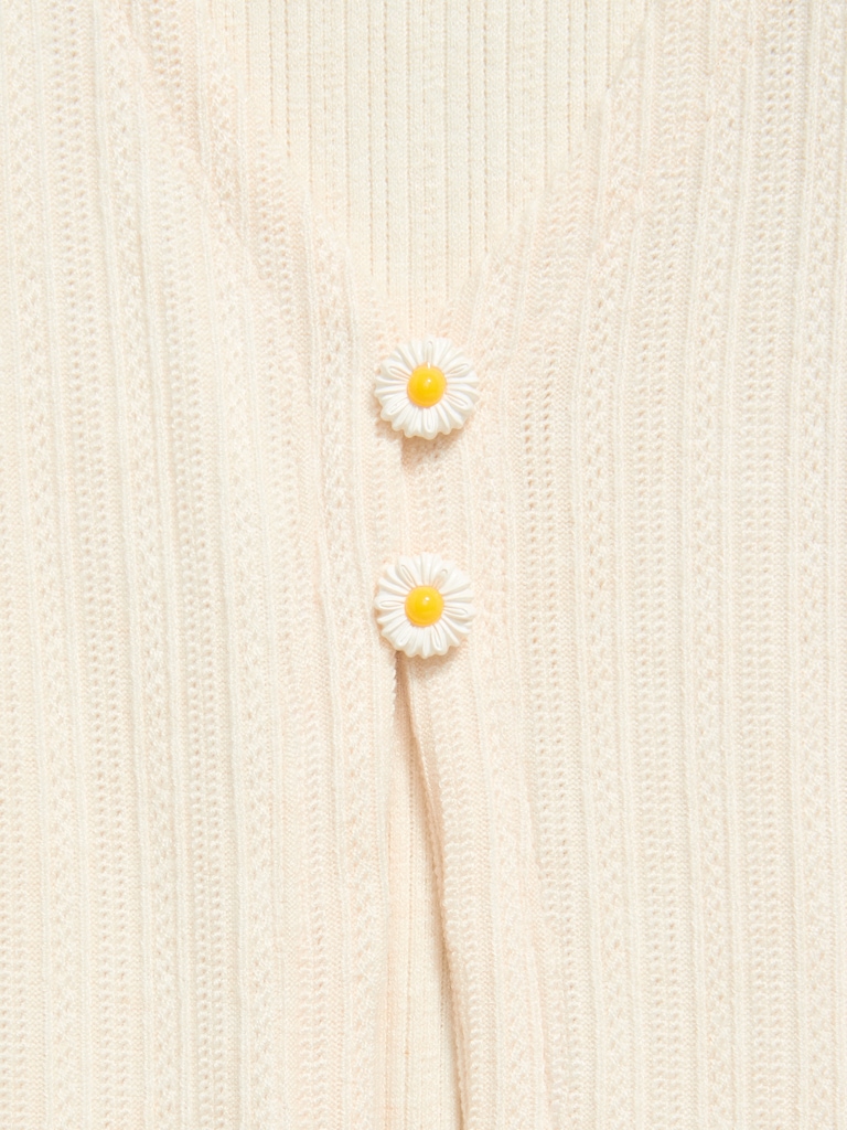 Pointelle-Knit V-Neck Cardigan for Girls