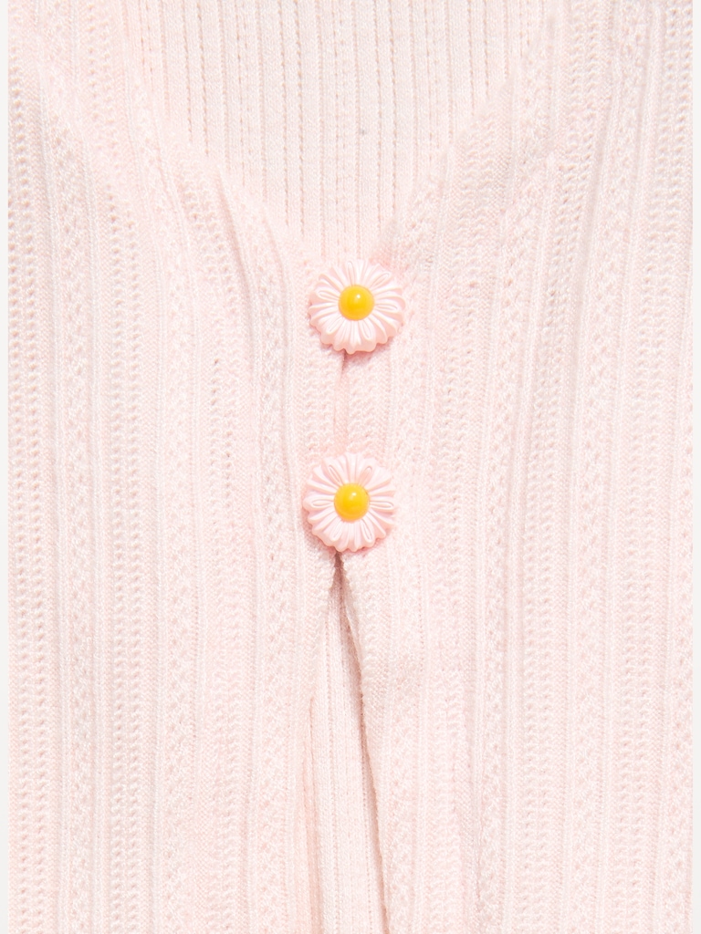 Pointelle-Knit V-Neck Cardigan for Girls