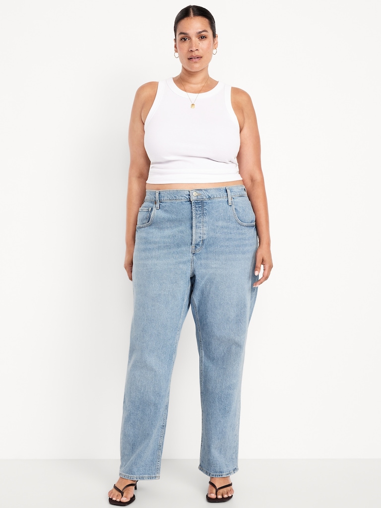 Mid-Rise Slouchy Straight Jeans