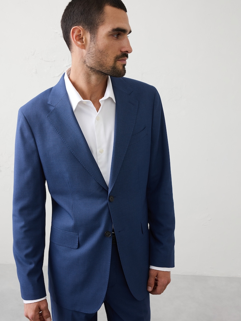 Tailored-Fit Mini Check Suit Jacket