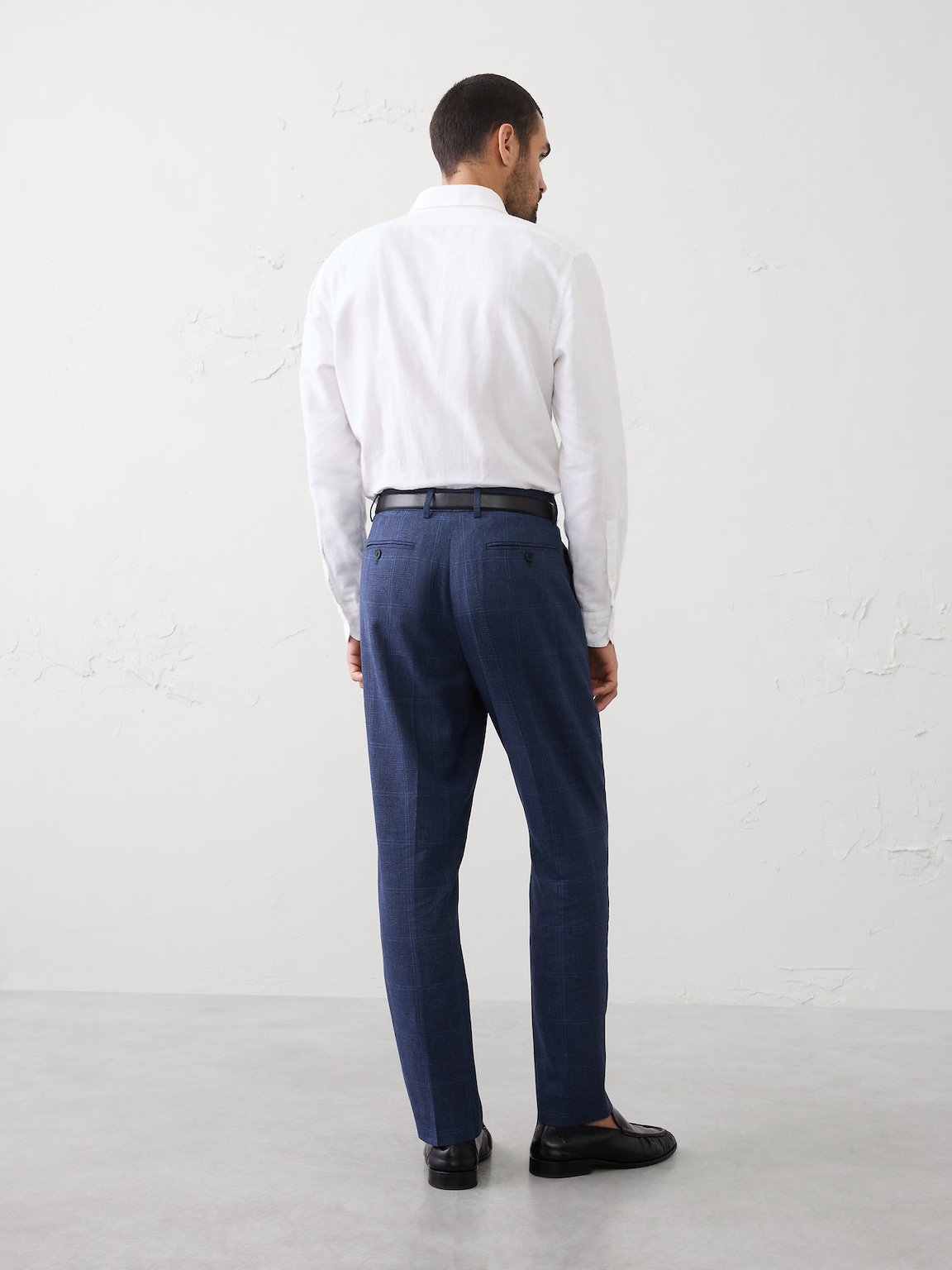 Linen-Blend Glen Plaid Suit Trouser