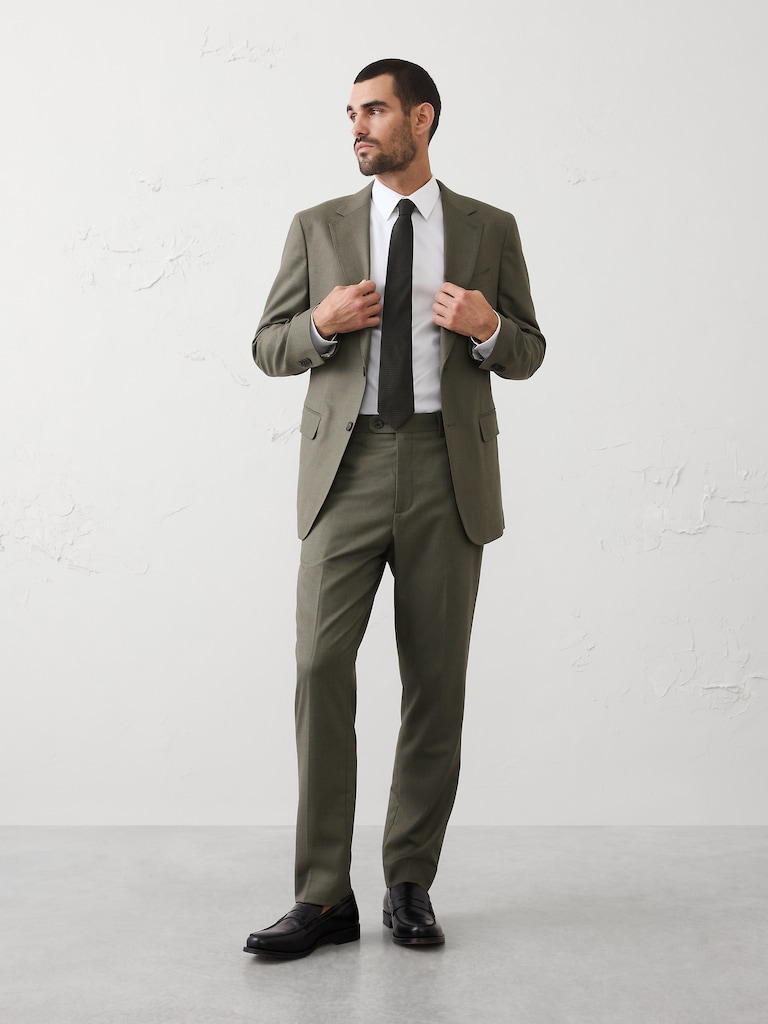 Tailored-Fit Sharkskin Suit Trouser