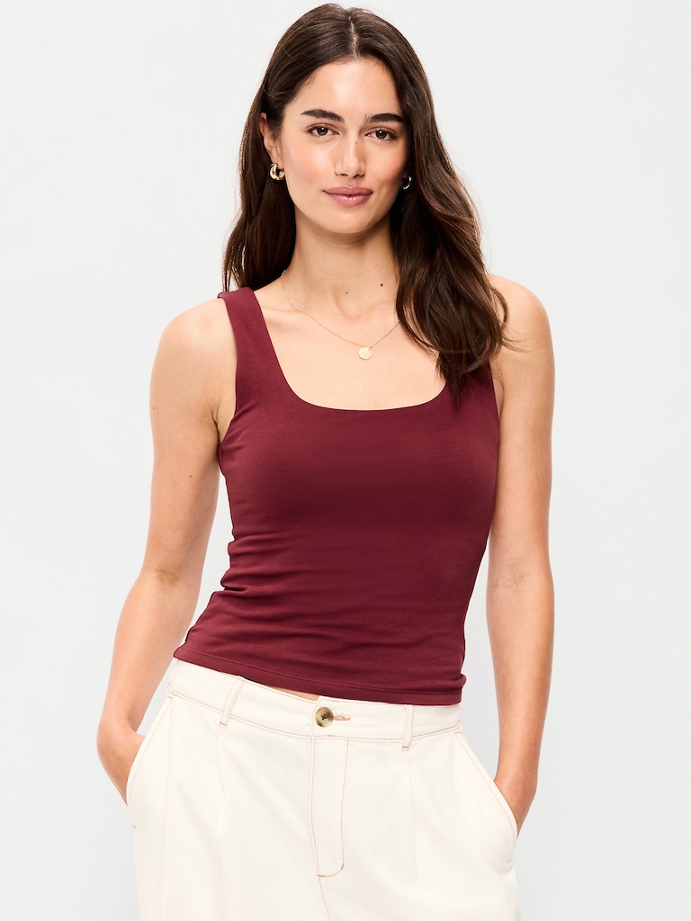 Hug Double-Layer Scoop-Neck Tank Top