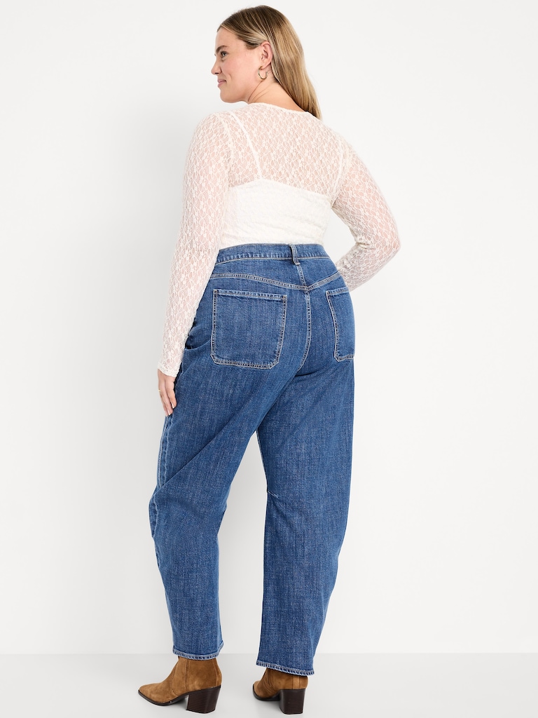 High-Waisted Baggy Barrel Utility Jeans