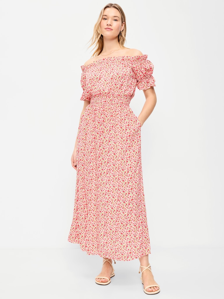 Off-The-Shoulder Boho Maxi Dress