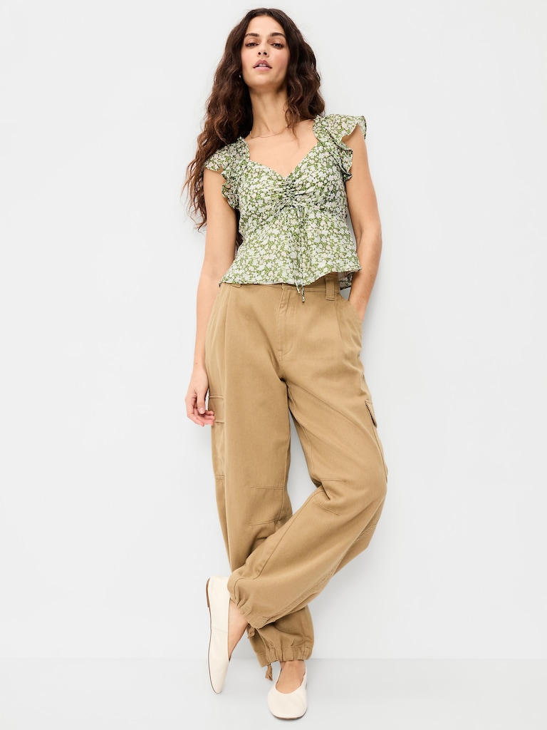 Flutter-Sleeve Fit & Flare Top