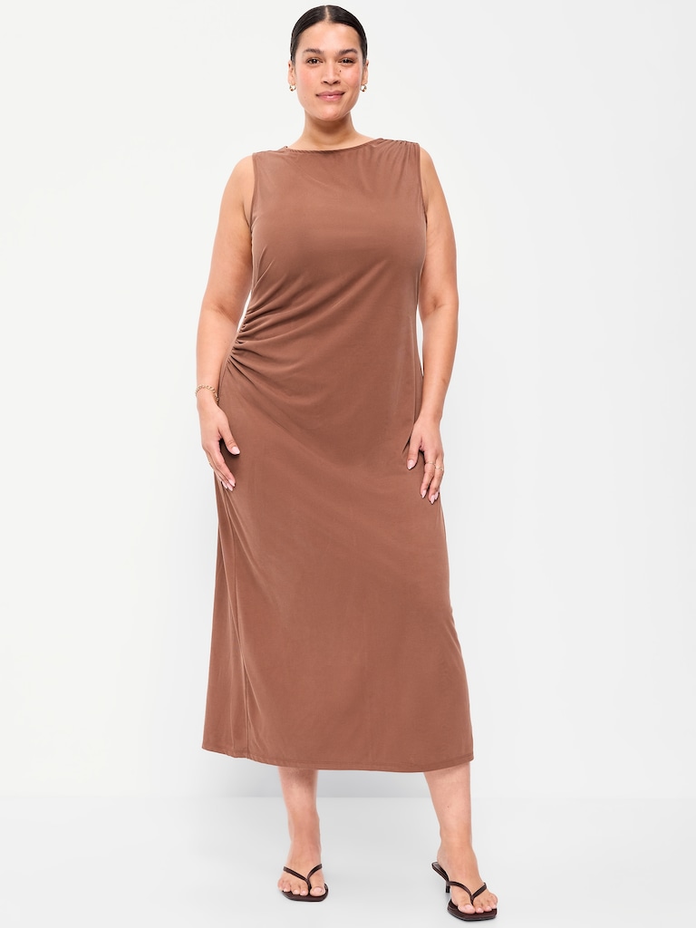 Sleeveless Draped Midi Dress