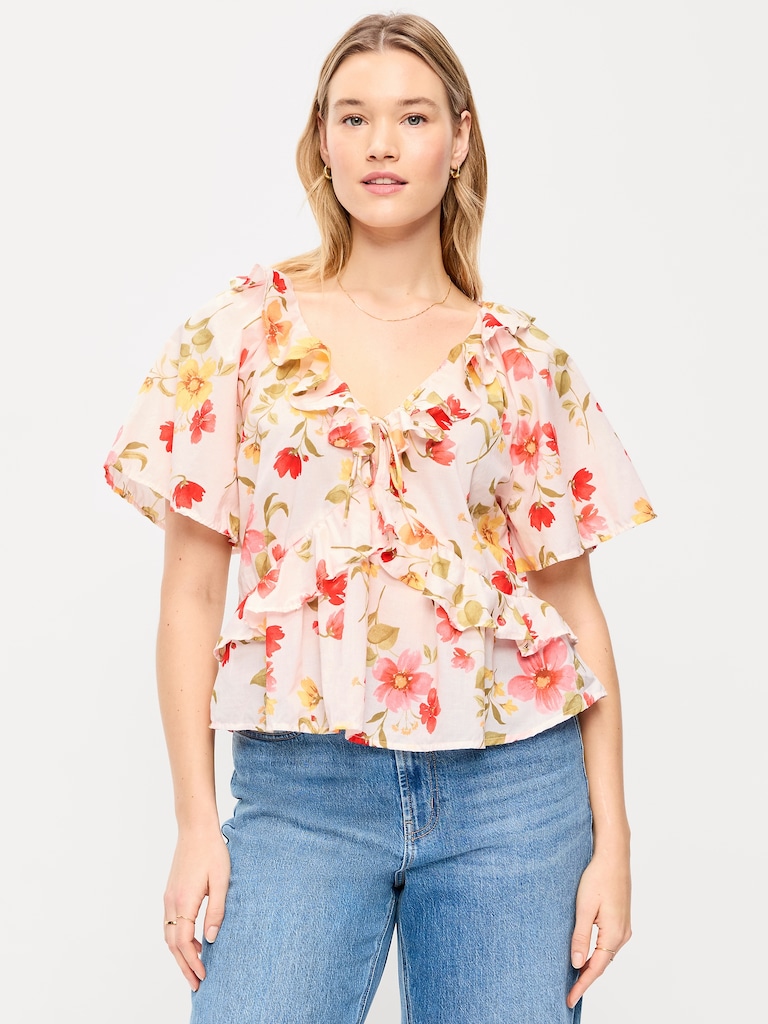 Ruffle Tie-Front Top