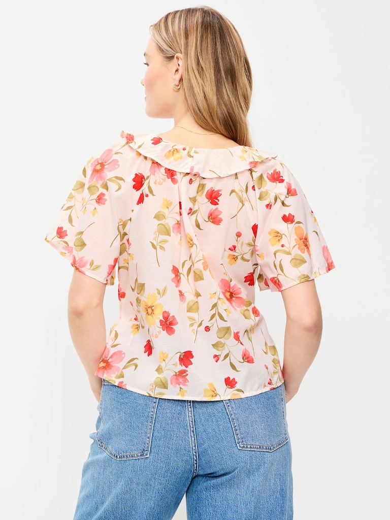 Ruffle Tie-Front Top