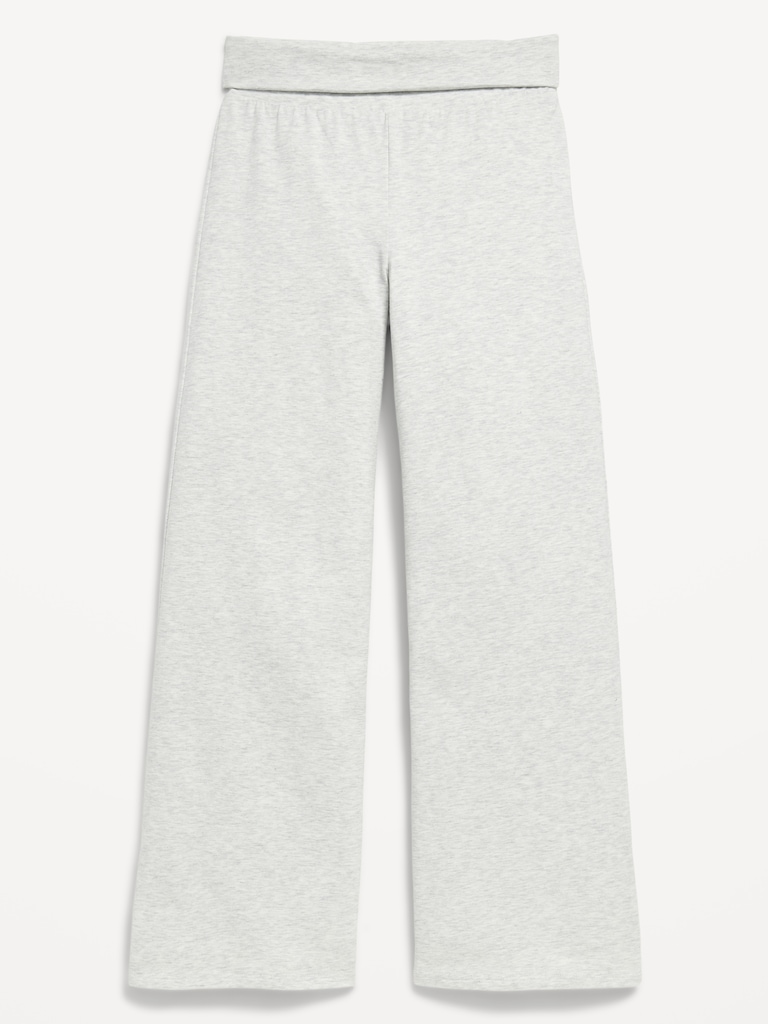 Foldover Jersey Knit Wide-Leg Pants for Girls