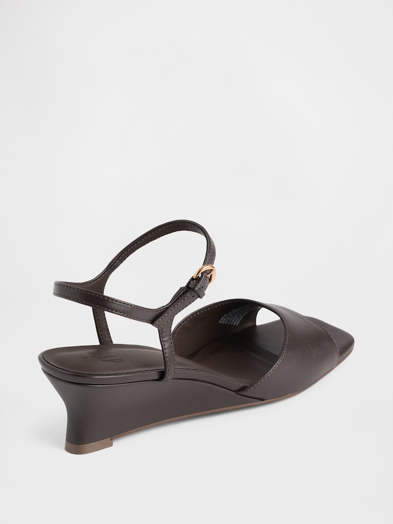 Vegan Leather Wedge Sandals