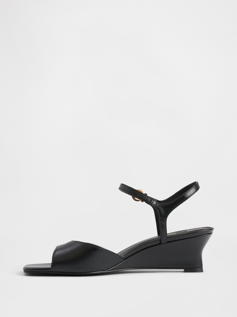 Vegan Leather Wedge Sandals