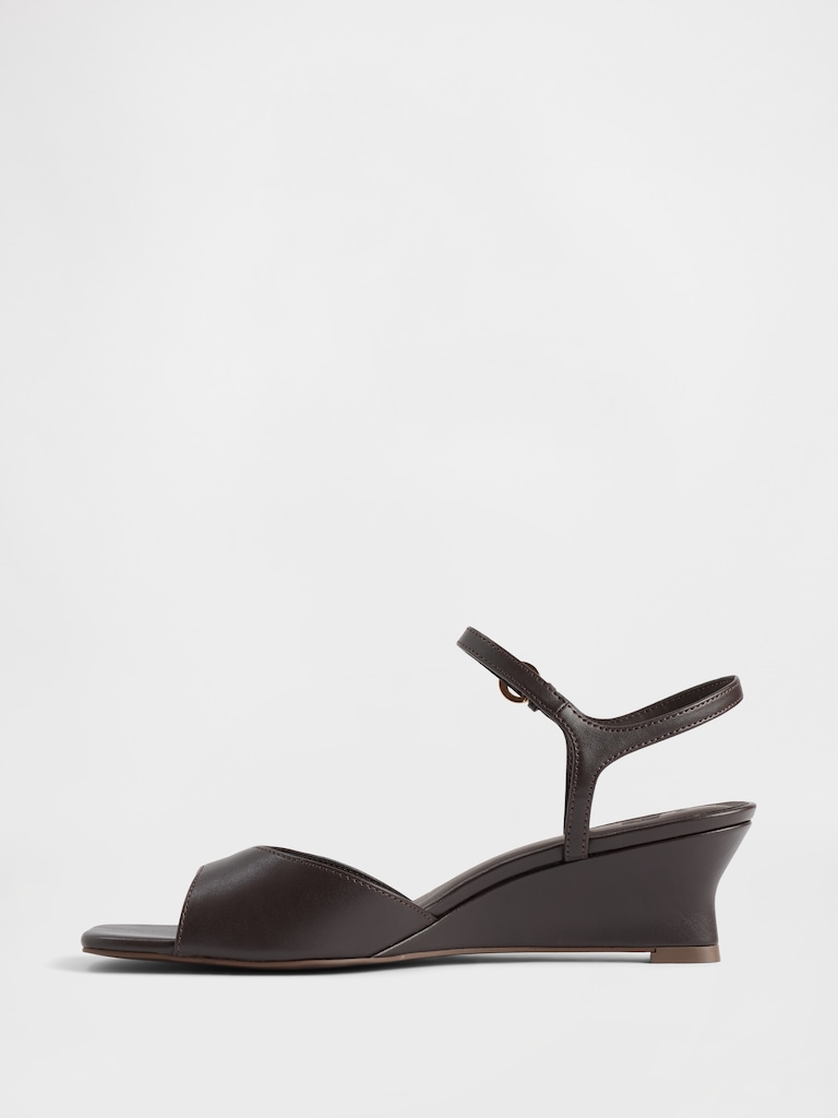 Vegan Leather Wedge Sandals