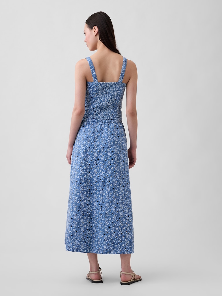 High Rise Eyelet Maxi Skirt