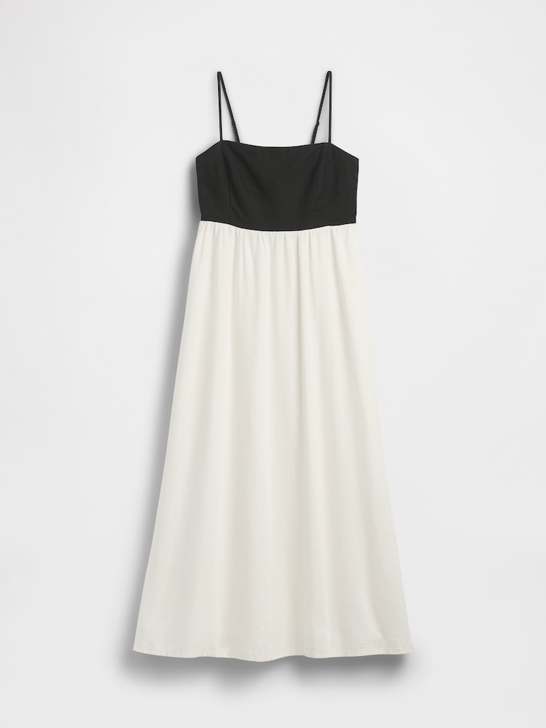 Linen-Blend Empire Waist Maxi Dress