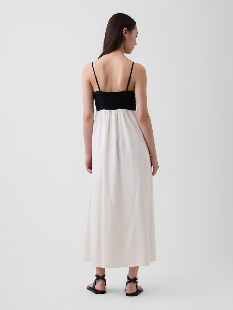 Linen-Blend Empire Waist Maxi Dress