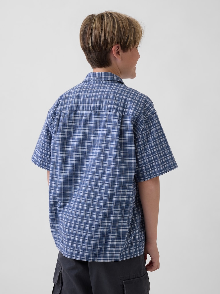 Kids Relaxed Plaid Oxford Shirt