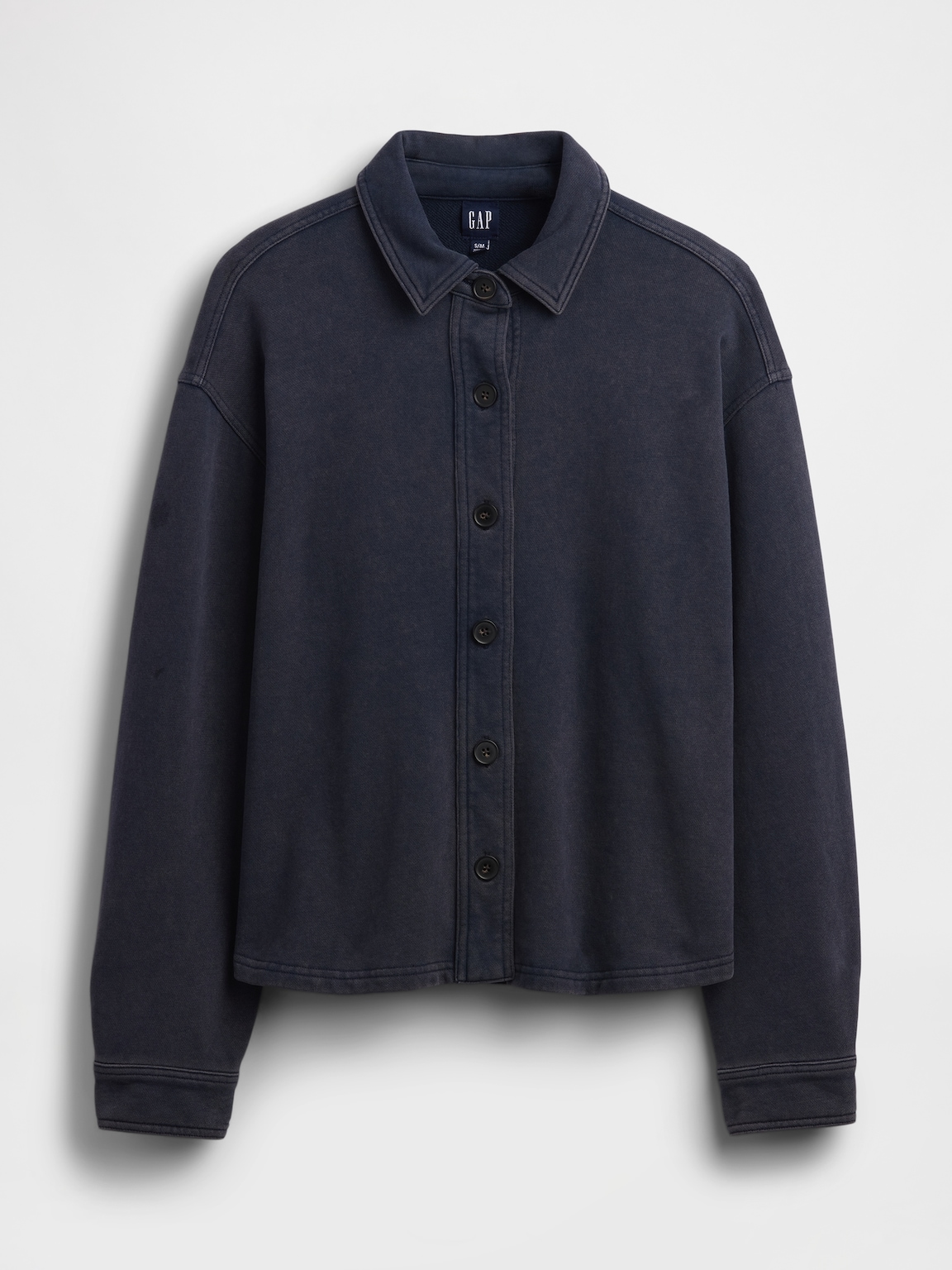 Heavyweight French Terry Oversized Button-Front Shirt
