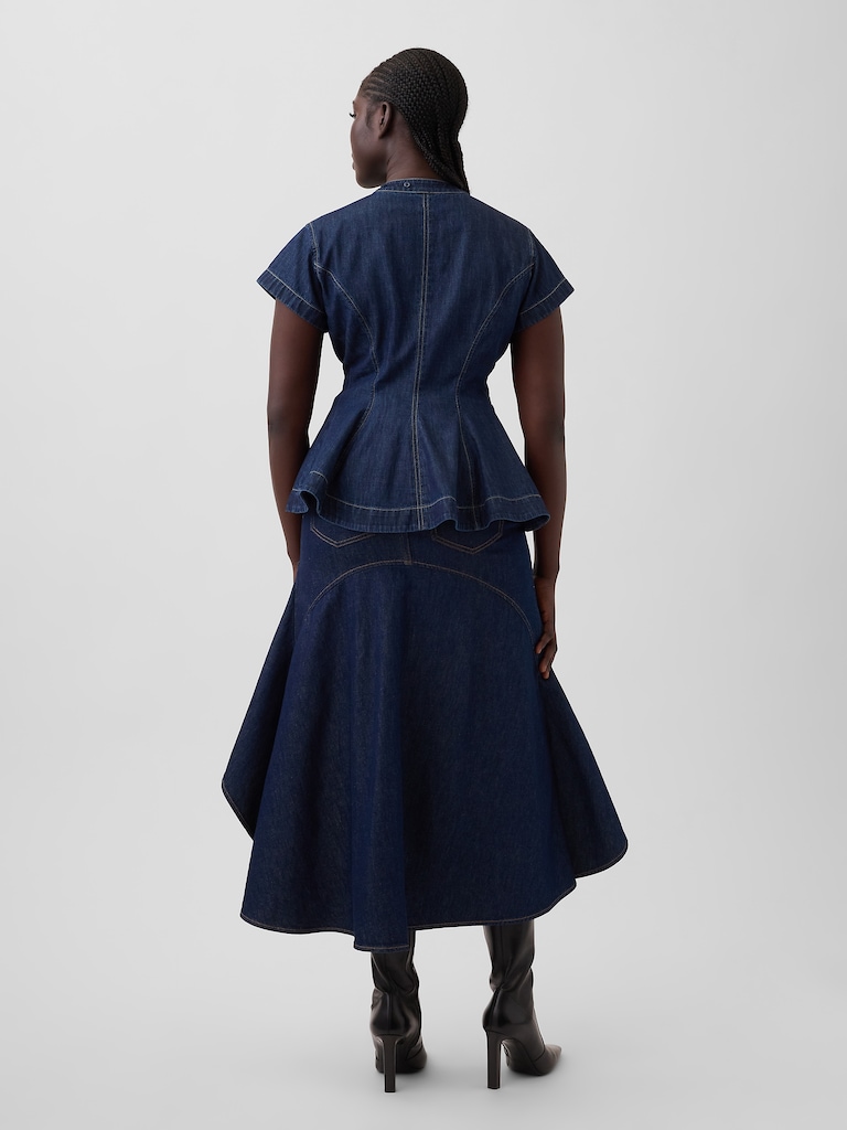 Gap × HFR Ruffle Denim Midi Skirt by IGDALYAH