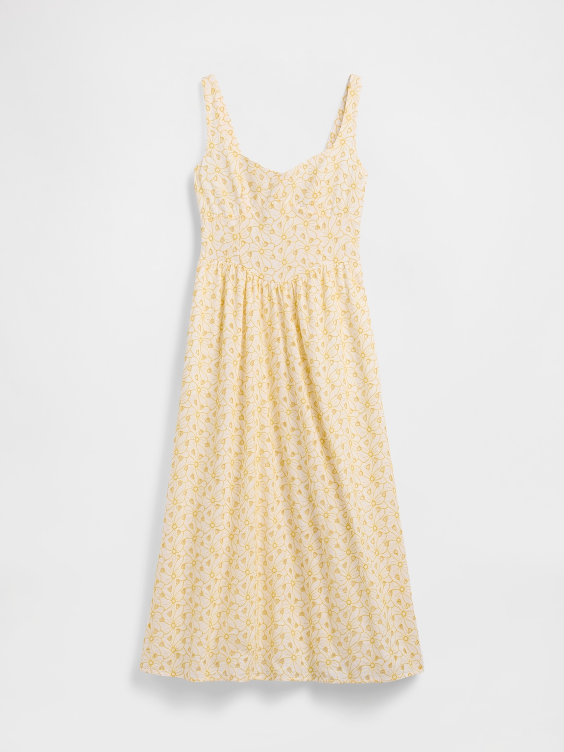 Eyelet Seamed Drop-Waist Maxi Dress