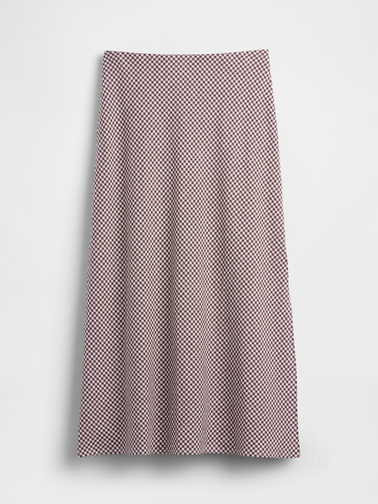 Linen-Blend Maxi Slip Skirt