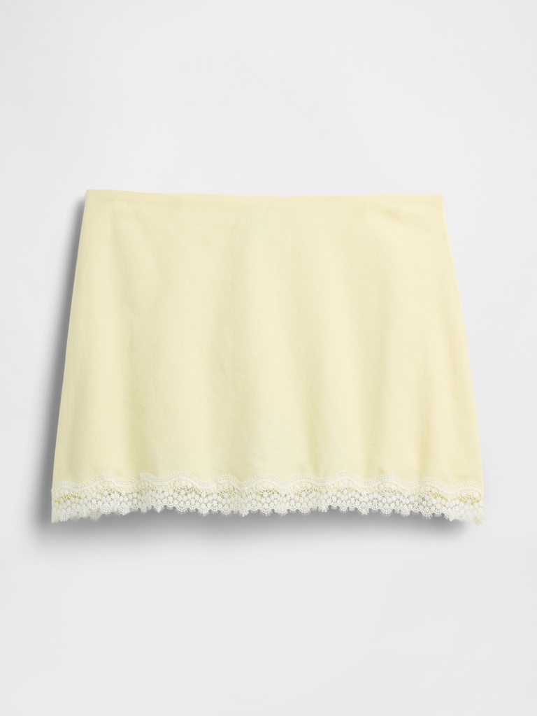 Linen-Blend Lace-Trim Mini Skort