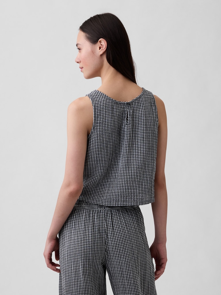 Cotton Gauze Racer Shell Tank Top