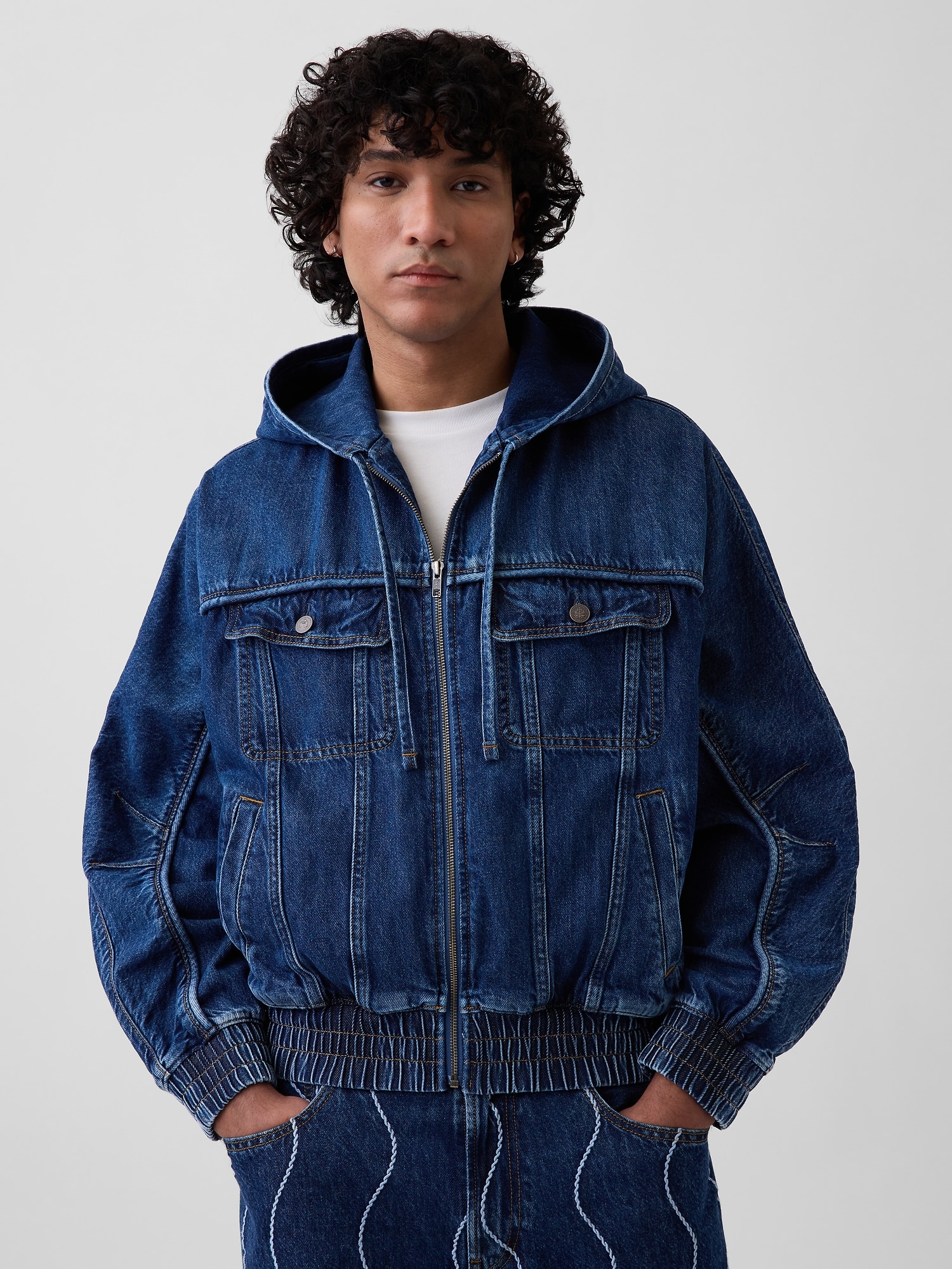 Gap × HFR Denim Zip Hoodie by Daveed Baptiste | Gap