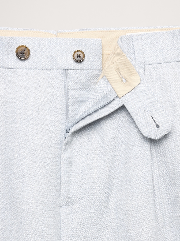 Slim Herringbone Linen-Merino Suit Pant