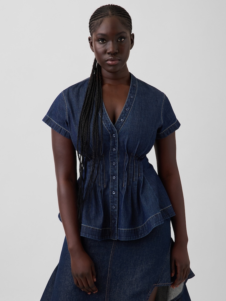 Gap × HFR Denim Peplum Shirt by IGDALYAH