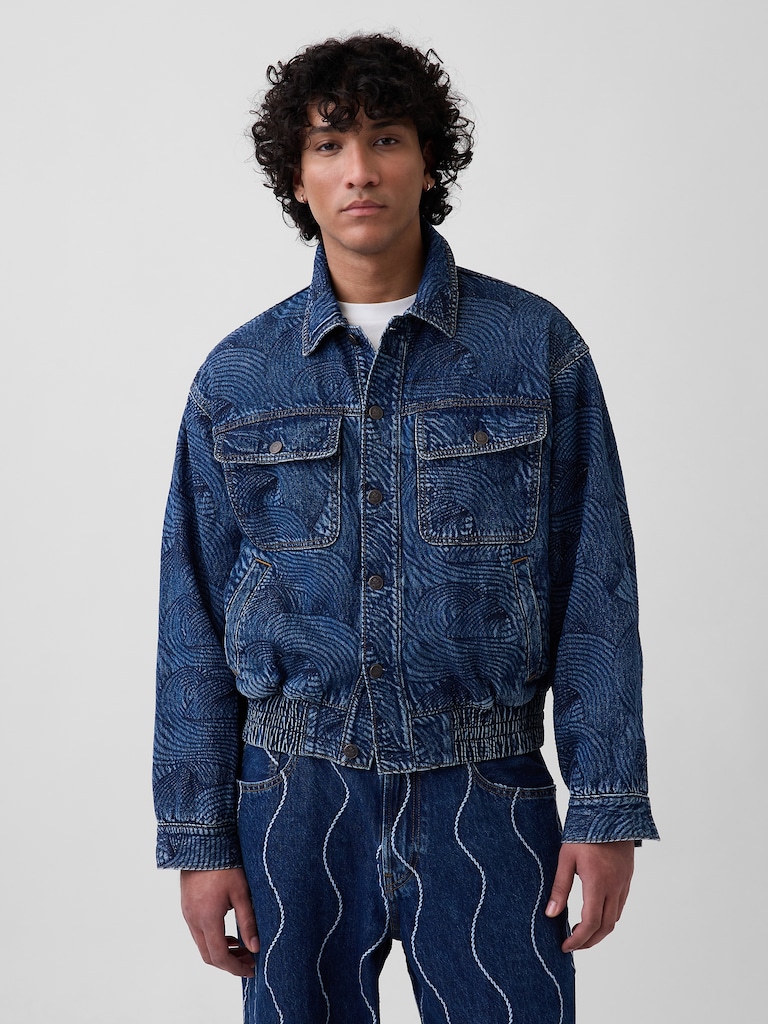 Gap × HFR Embroidered Denim Bomber Jacket by Daveed Baptiste