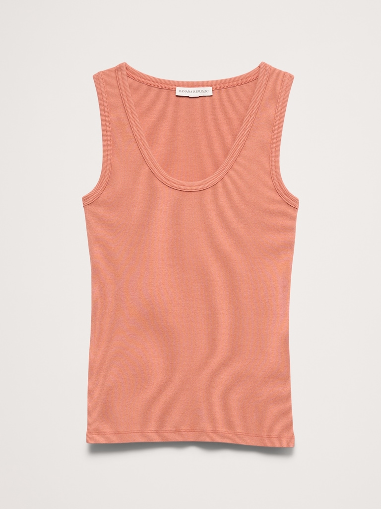 Ribbed Scoop-Neck Tank