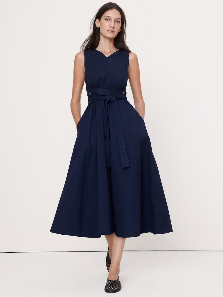Cotton Canvas Midi Dress