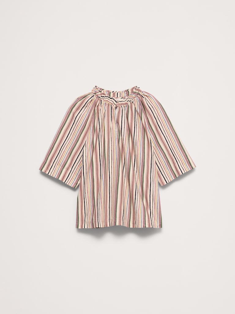 Cotton Poplin Split-Neck Top