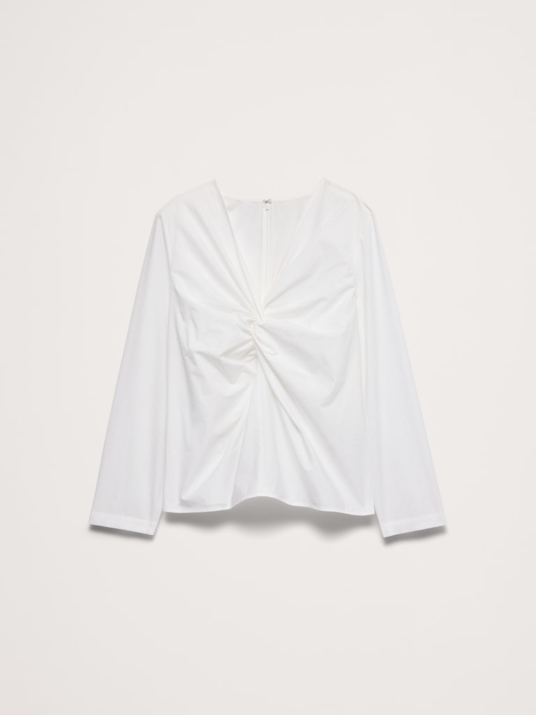 Cotton Poplin Twist-Front Top