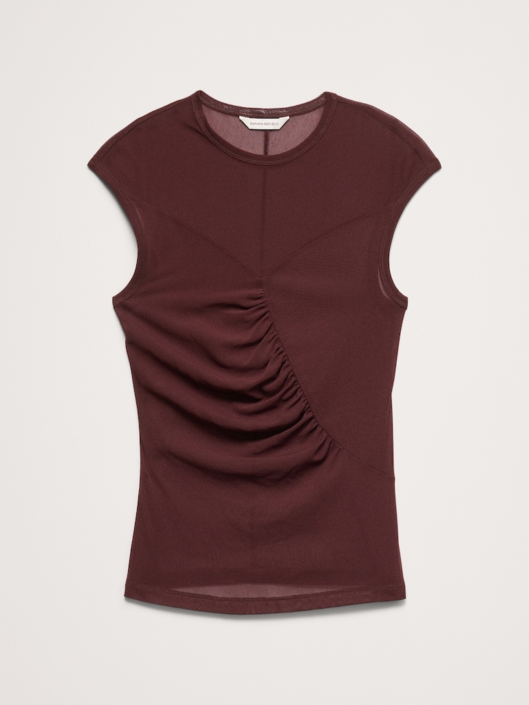 Ruched Mesh Top