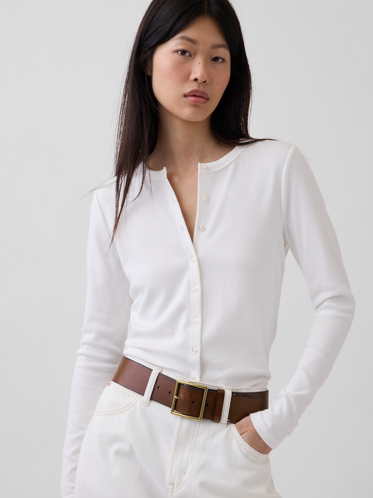 Leather Square-Buckle Belt