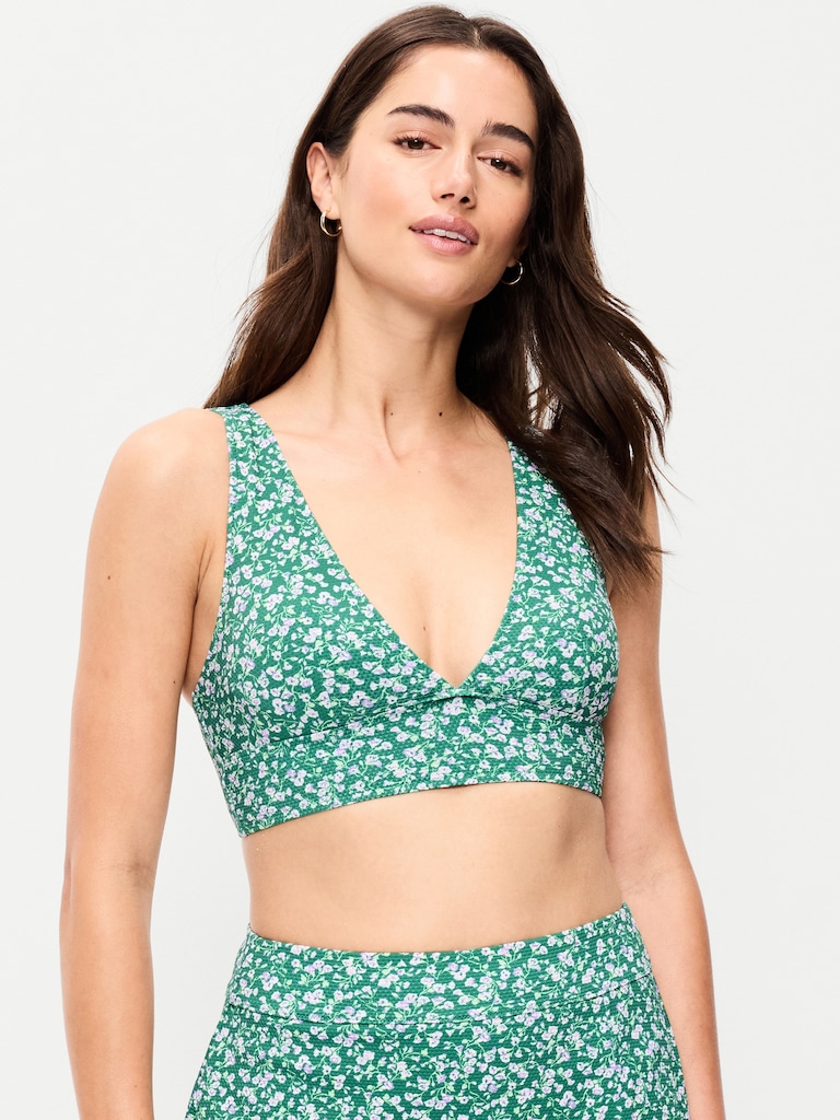 Pique Longline Bikini Swim Top